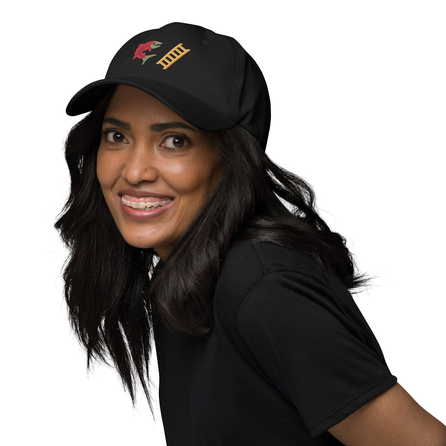 Salmon Ladder Emoji Dad hat