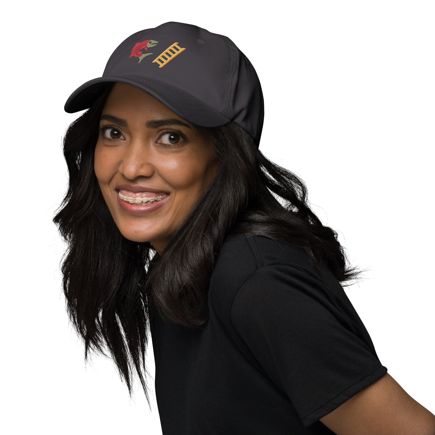 Salmon Ladder Emoji Dad hat
