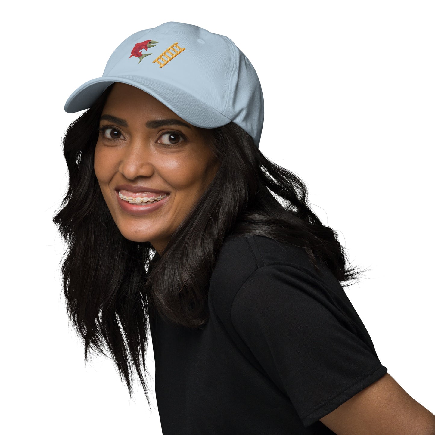 Salmon Ladder Emoji Dad hat