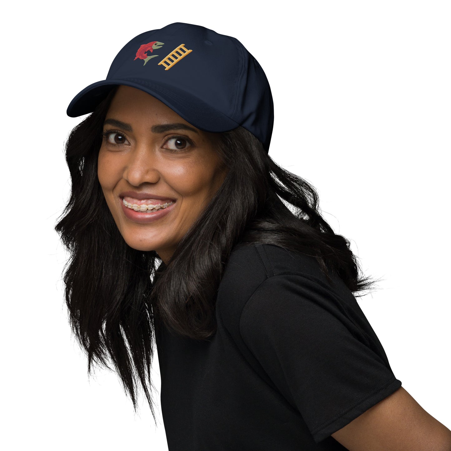 Salmon Ladder Emoji Dad hat