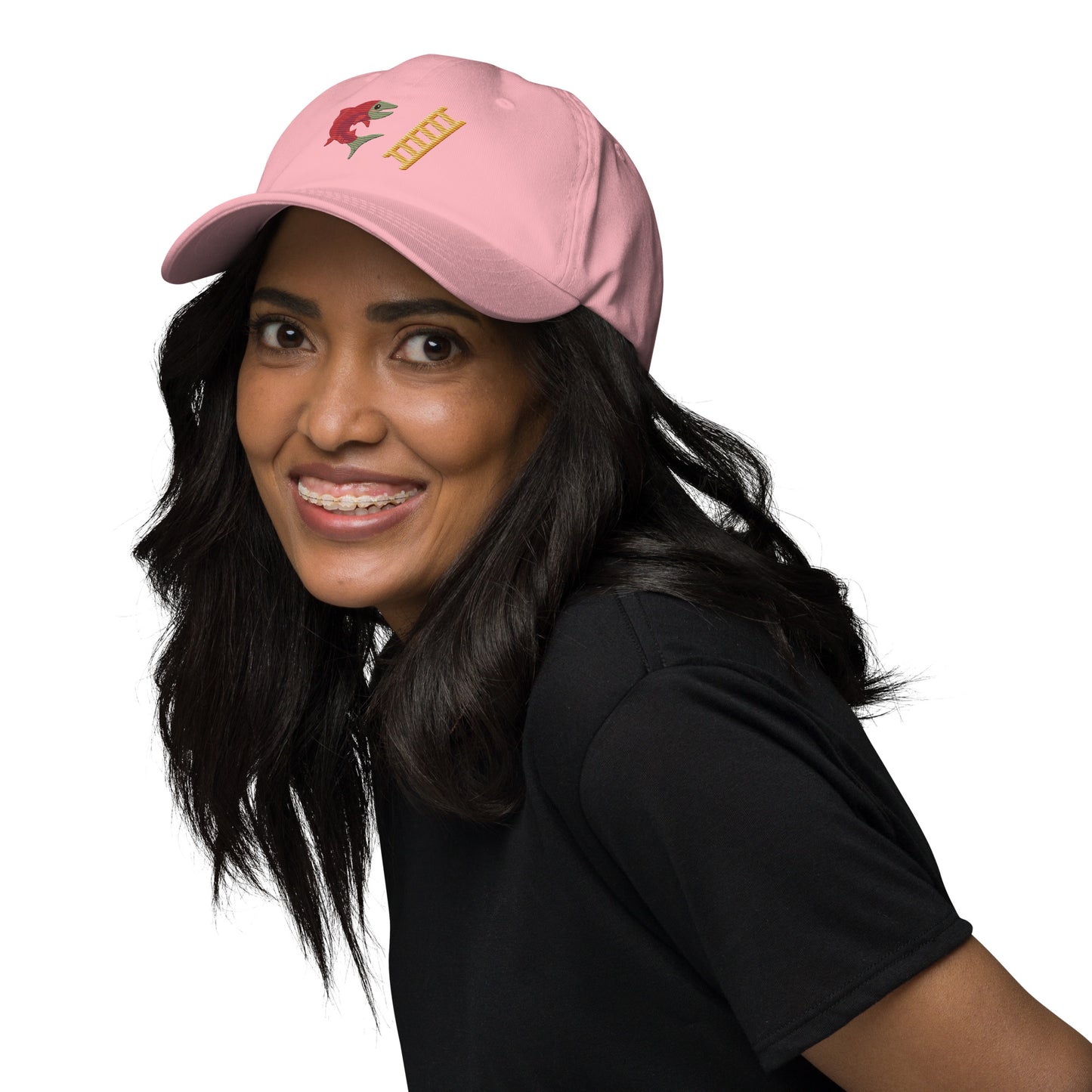 Salmon Ladder Emoji Dad hat